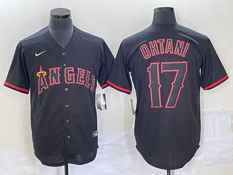 Men%27s Los Angeles Angels #17 Shohei Ohtani Lights Out Black Fashion Cool base Nike Jersey->los angeles dodgers->MLB Jersey